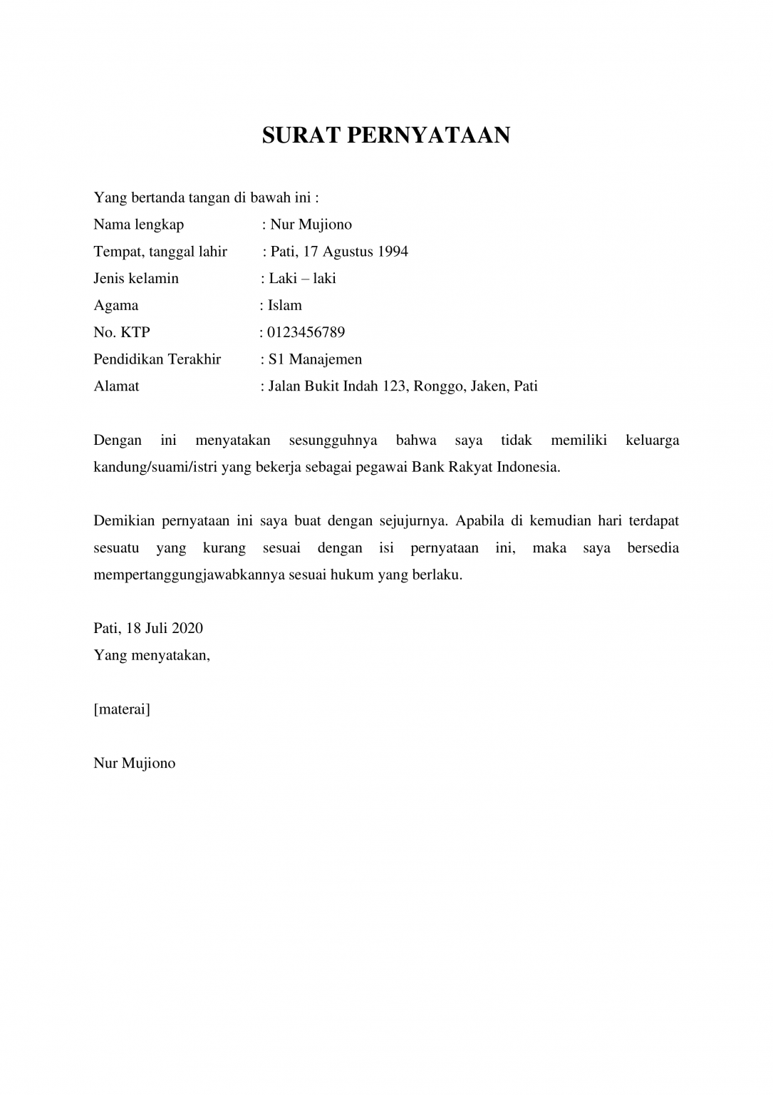 Contoh Surat Pernyataan Penipuan Bca  IMAGESEE